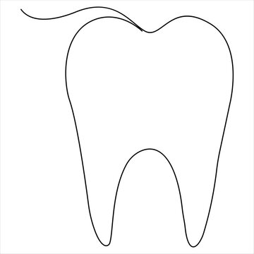 recommend clip art: Single line continuous drawing of tooth simple dental tooth line art vector illustration dentist stomatology medical concept