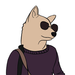 Vector Illustration of Cool Dog Wearing Sweater and Sunglasses
