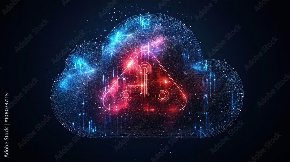 Wall mural explore the innovative flat design of a cloud integrated with algorithmic patterns for enhanced digi