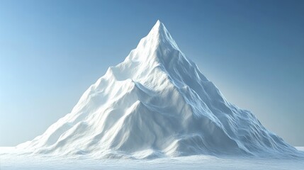 Breathtaking panoramic view of snowcapped mountain peak against a vibrant blue sky, winter wonderland landscape