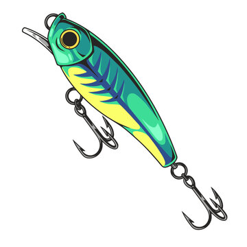 recommend clip art: Colorful fishing lure with hooks for sport fishing