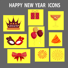 New year Icons set. 02