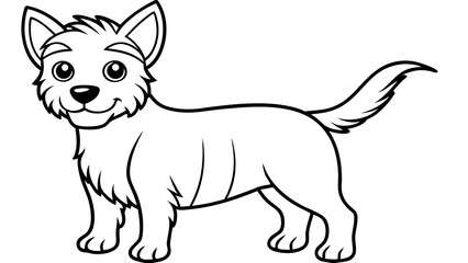 Vector Dog Line Art, Pet Line Art for Coloring Book