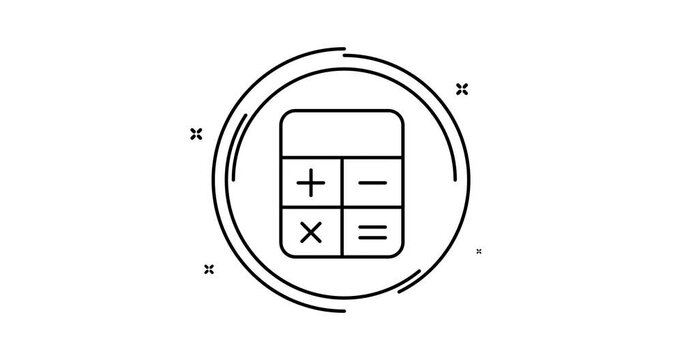 Calculator animated outline icon with alpha channel. Calculator rotation appearance 4k motion design animation for web, mobile and ui design