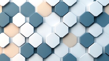 Abstract hexagonal pattern featuring shades of blue and cream, perfect for modern design projects, wallpapers, and backgrounds.