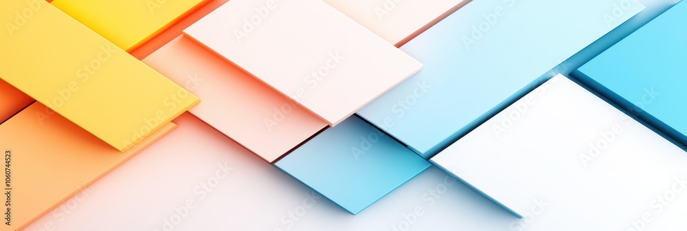 Poster Colorful Overlapping Arrows Create Dynamic Directional Flow on a Clean White Background