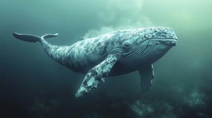 Fototapeta premium A large whale is swimming in the ocean