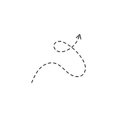 Black Hand Drawn Dotted Spiral Dashed Arrow