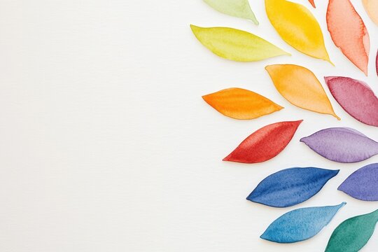 Minimalist Logo Design for a Yoga School Featuring a Lotus Shape and Chakra Colors in Watercolor