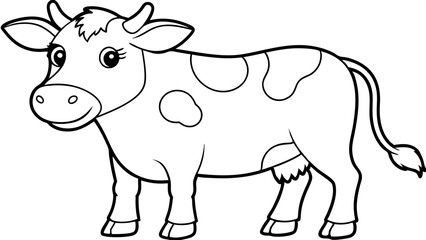 Vector Cow Line Art for Coloring Book