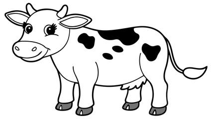 Vector Cow Line Art for Coloring Book
