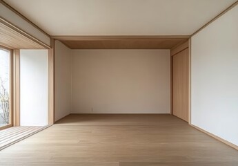 Minimalist Japanese Interior Design with Wooden Floor and Sliding Door
