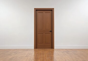 Closed Wooden Door in a Minimalist Interior