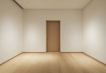 Obraz premium Minimalist Interior Design: Empty Room with Wooden Door and Floor
