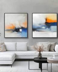 Abstract Landscape Painting Set - Modern Wall Art for Living Room