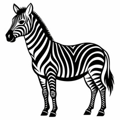 Bold Zebra Line Art on White Background