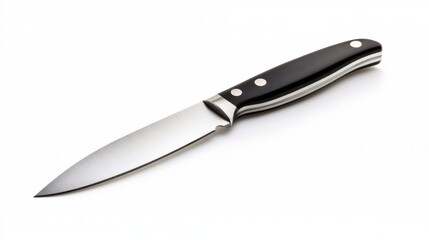 Fototapeta premium Sleek Stainless Steel Knife with Razor-Sharp Edge on White Background