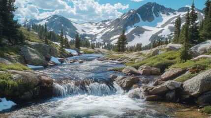 Majestic Mountain Stream in the Wilderness