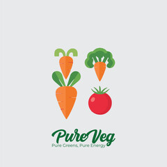 Healthy food shop Organic eco vegetarian food Logo fresh farm vegetables
