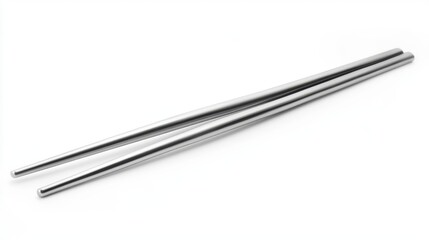 Matte stainless steel chopsticks with modern minimalist appeal isolated on white background