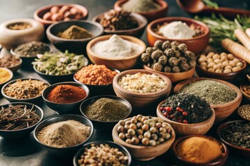 Vibrant Assortment of Spices and Herbs  generative ai