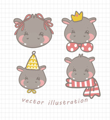 Adorable Hippo Head Illustration - Perfect for Kids' Designs