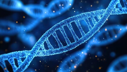 3D-rendered DNA structure observed under an advanced microscope