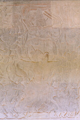 Bas-relief sculpture at Angkor Wat, Siem Reap, Cambodia.