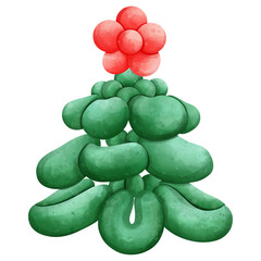 whimsical green tree with red flower on top, perfect for festive decor