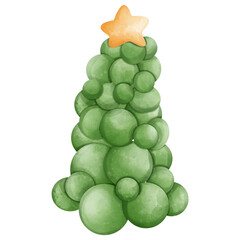 whimsical green Christmas tree with star on top, perfect for festive designs