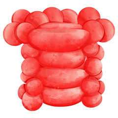 vibrant, abstract illustration of red organic shapes resembling cells