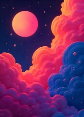 Generate a retro aesthetic background inspired by 90s neon colors and abstract shapes.