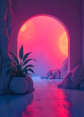 Generate a retro aesthetic background inspired by 90s neon colors and abstract shapes.