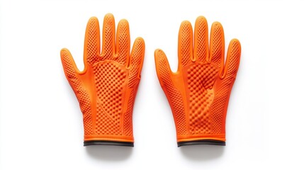 Pristine White Background with Pair of Rubber Gardening Gloves - Gardening Tools Concept