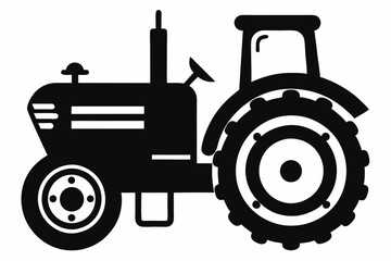 black old tractor silhouette on transparent background, Tractor silhouette vector, old tractor vector silhouette illustration,Vintage Tractor Silhouette Icon – Old Tractor Vector Design.