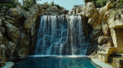 Majestic Waterfall Cascading into a Pool