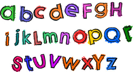 Lowercase Alphabet Colorful Crayon Chalk Drawing Set	
