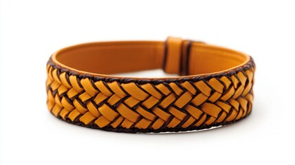Minimalist Wristband with Intricate Woven Design on White Background