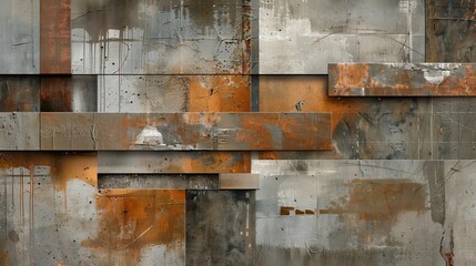Striking urban abstract art  lines and geometric shapes reflecting cityscapes in earthy hues