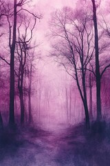 Mysterious trees envelop a foggy path leading into an enchanted forest at dusk inviting exploration and wonder amidst nature's serene beauty