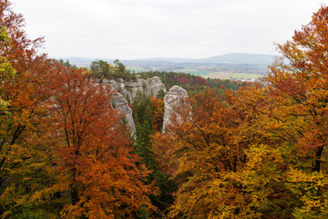 Fototapeta premium Colorful autumn Landscape in Bohemian Paradise, Czech Republic 