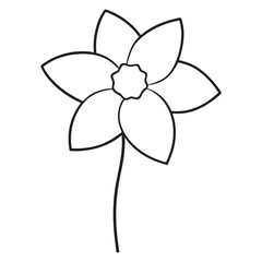 Daffodil Bloom Vector Clipart, Spring Daffodil Floral Vector Graphic, Hand-Drawn Daffodil Flower