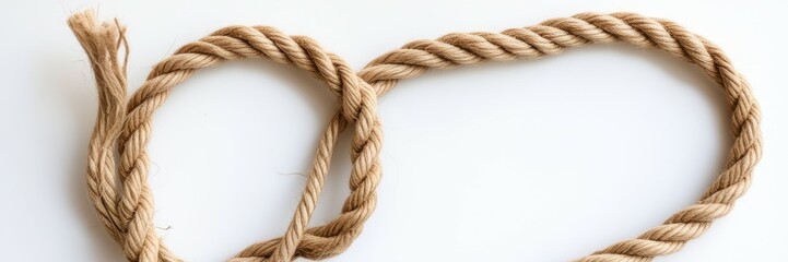 Thick brown rope, nautical hemp cord, twisted fibers, macro texture, natural jute twine, rustic craft material, beige background, close-up photography, coiled rope detail, organic material, maritime t