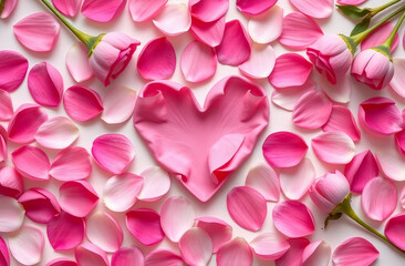 Obraz premium pink rose petals background. close up, heart
