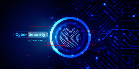 2d Illustration Fingerprint Scanning Technology Concept 
