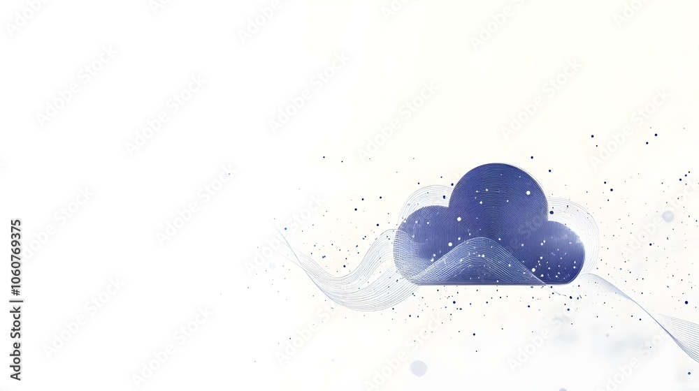 Poster cloud computing infrastructure with digital management icons and circuit graphics on a blue backgrou