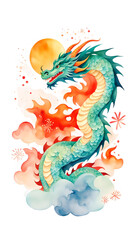 Beautiful green dragon with copy space