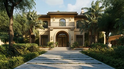 Fototapeta premium The Front View of a Home with a Beautiful Background