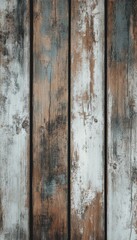 Obraz premium Weathered wooden planks painted in shades of white, brown, and grey.