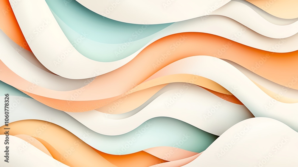 Poster dynamic abstract background with flowing waves in soft pastel colors, perfect for modern design proj